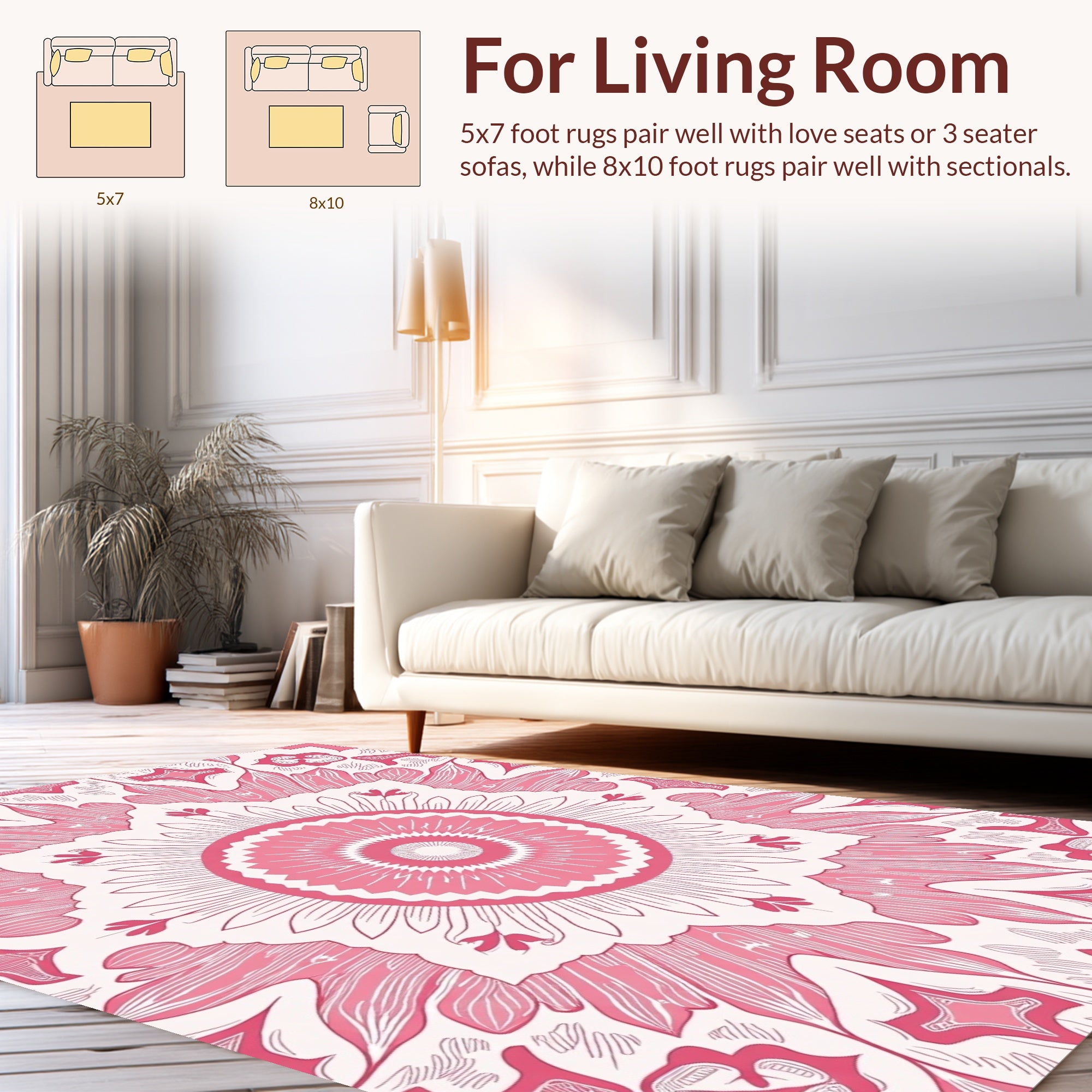 Pink Mandala Patterned Abstract Rug