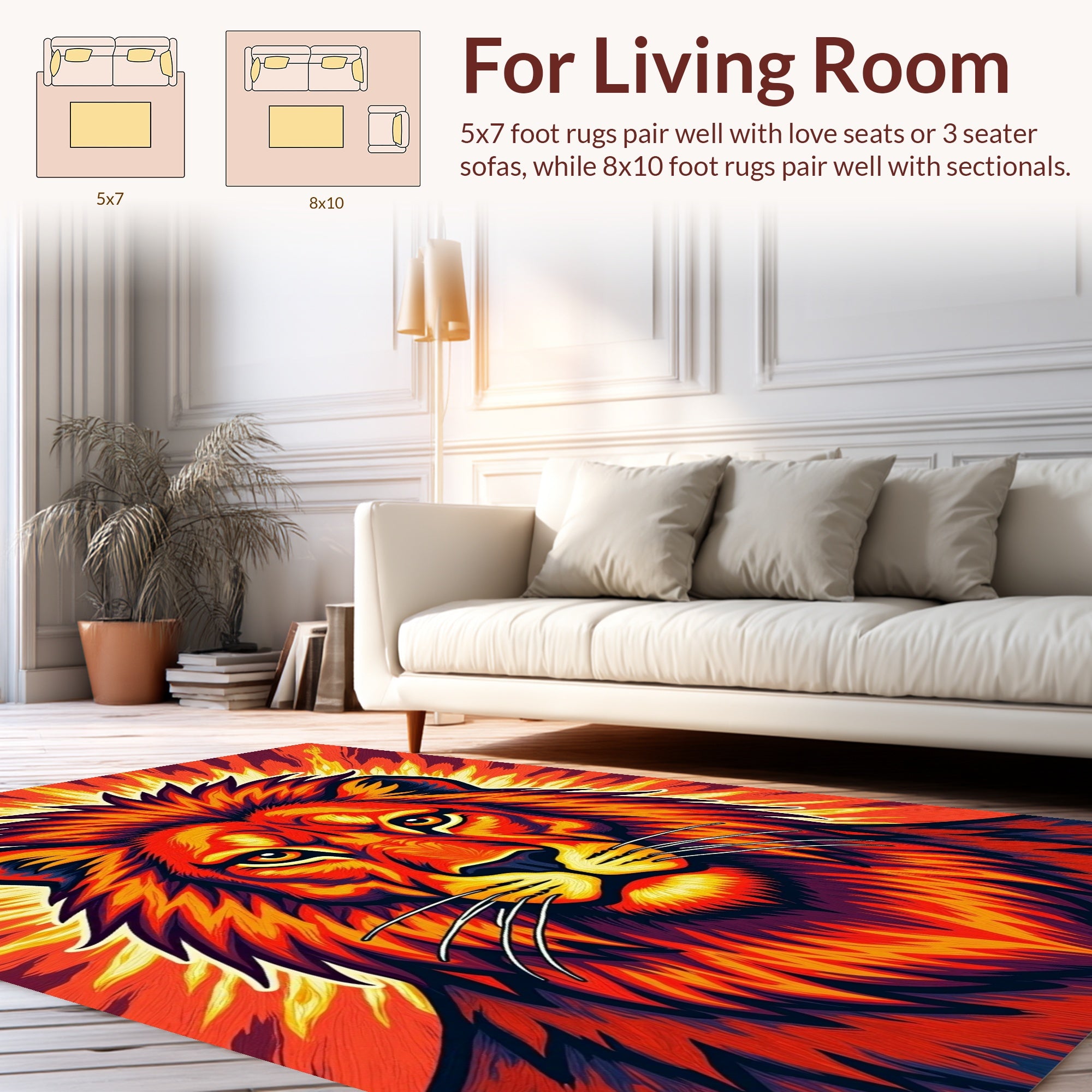 Fiery Lion Burst Pattern Rug