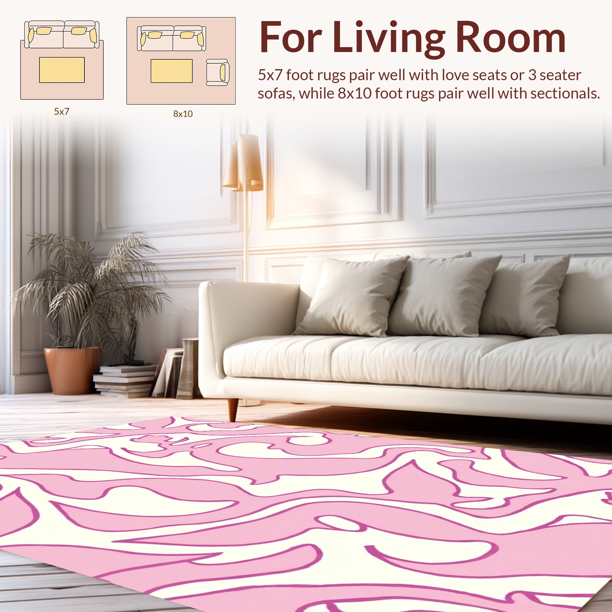 Pink Organic Swirl Pattern Rug