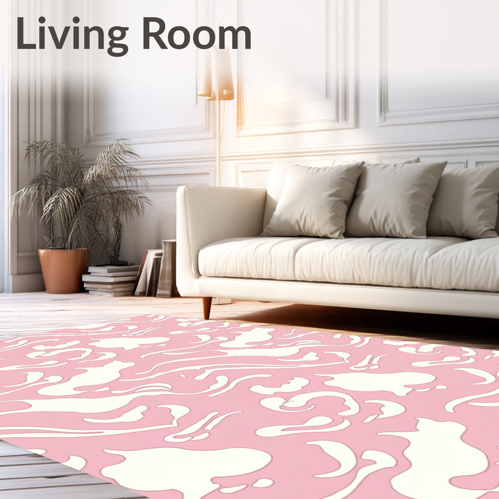 Pastel Pink Fluid Swirl Collage Rug