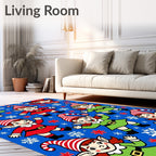 Christmas Elves With Snowflakes Blue Rug