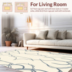 Cream And Blue Interlocking Pattern Rug