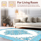 Exquisite Light Blue Floral Medallion Rug