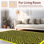 Bright Yellow Maze Patterned Rug