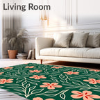 Coral Floral Botanical Design Rug
