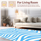 Blue White Wavy Stripes Pattern Rug