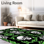 Gothic Skull Neon Damask Rug