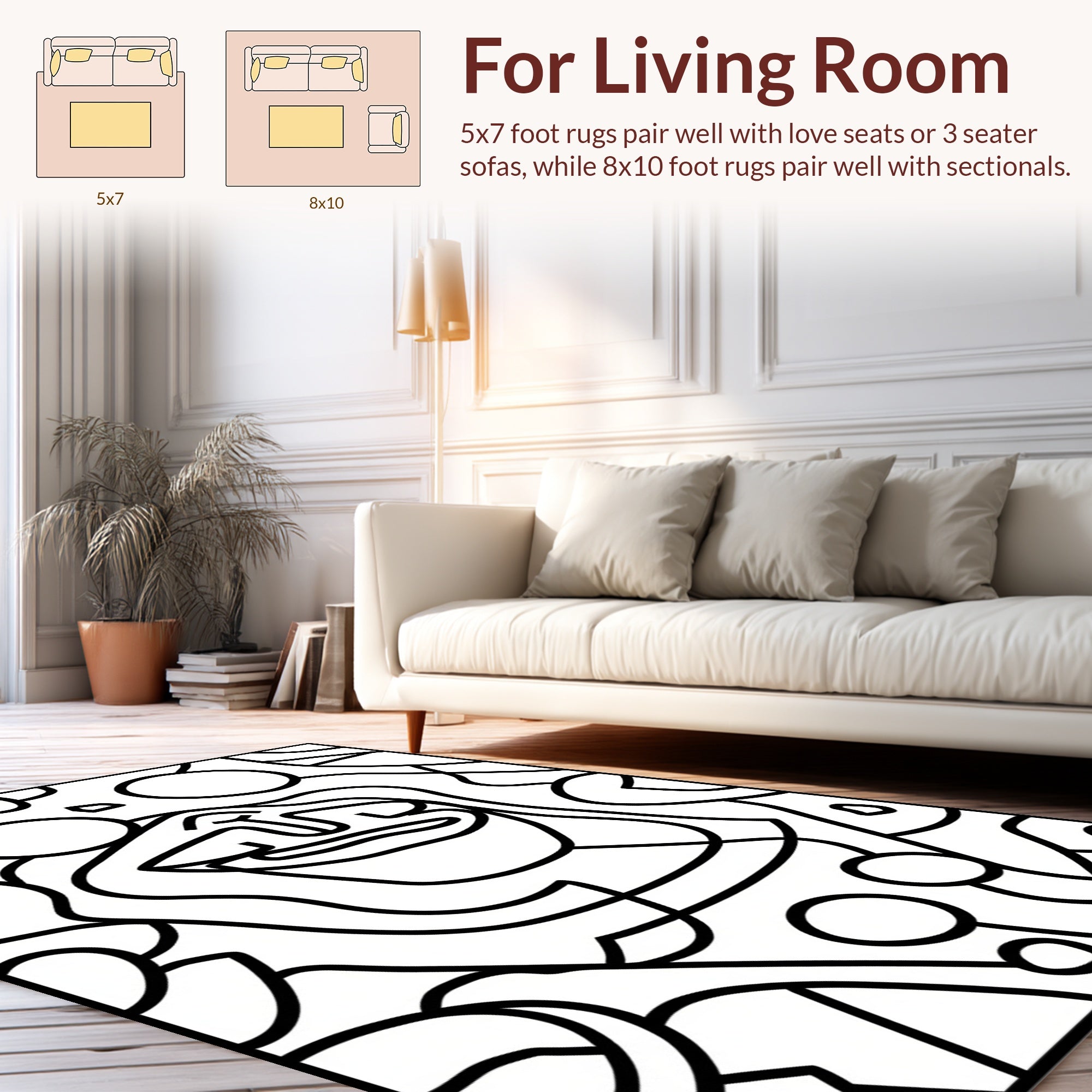 Groovy Abstract Face Line Art Rug