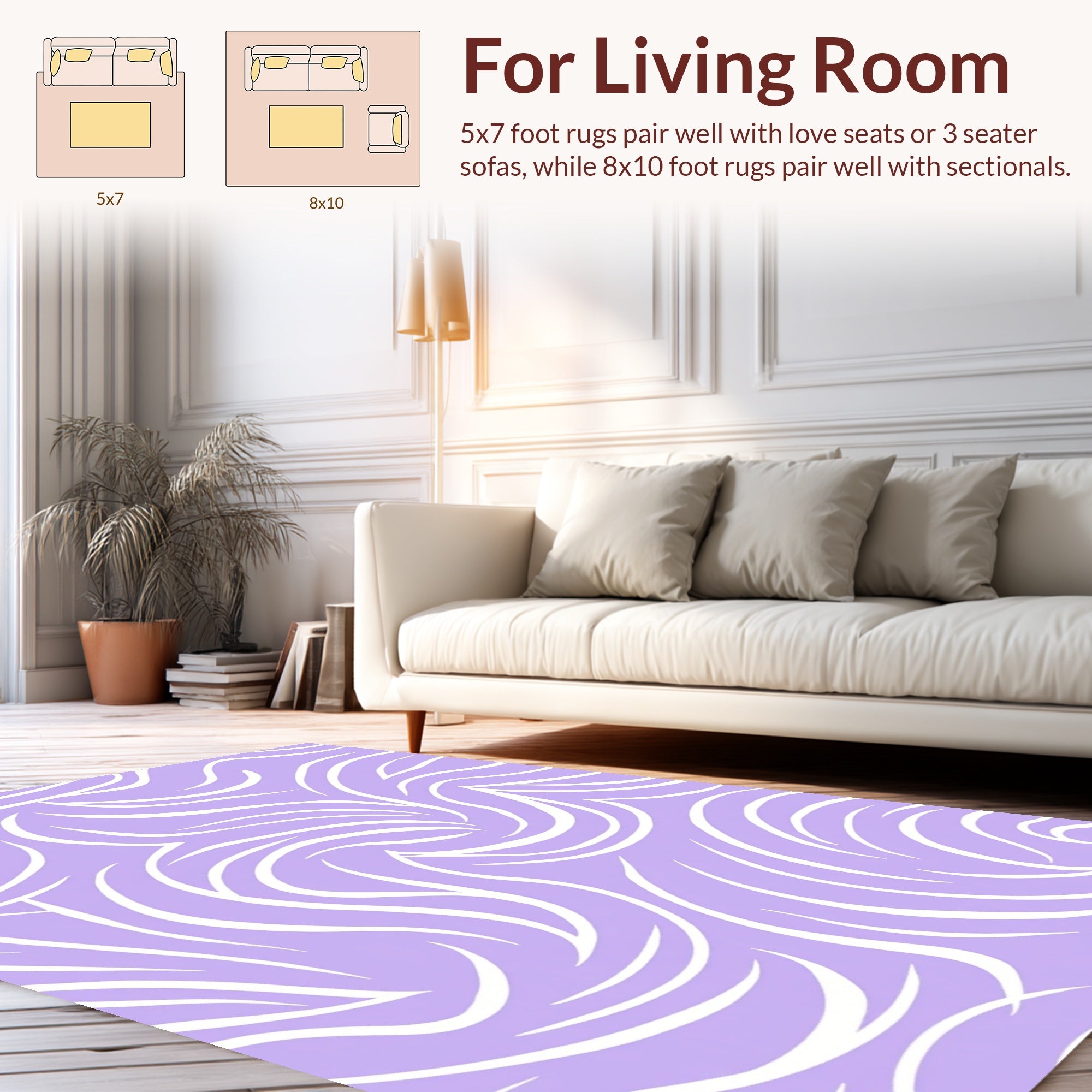 Abstract Swirls Lavender Pattern Rug
