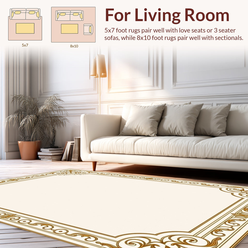 Ornate Gold Scroll Filigree Rug