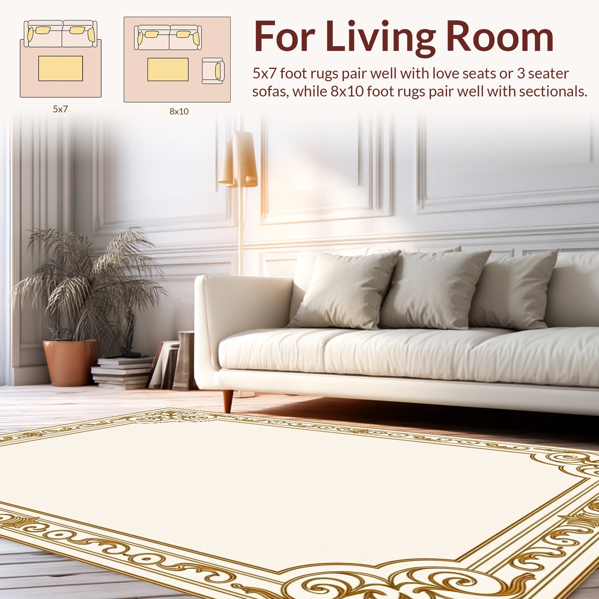 Ornate Gold Scroll Filigree Rug