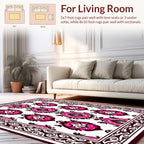 Rich Pink and Burgundy Damask Pattern Rug