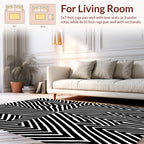 Bold Black White Zigzag Pattern Rug