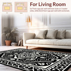 Bold Black White Intricate Mandala Rug