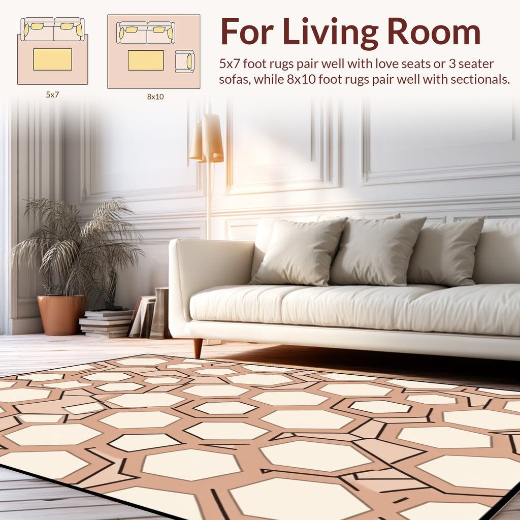 Geometric Honeycomb Pattern Design Rug
