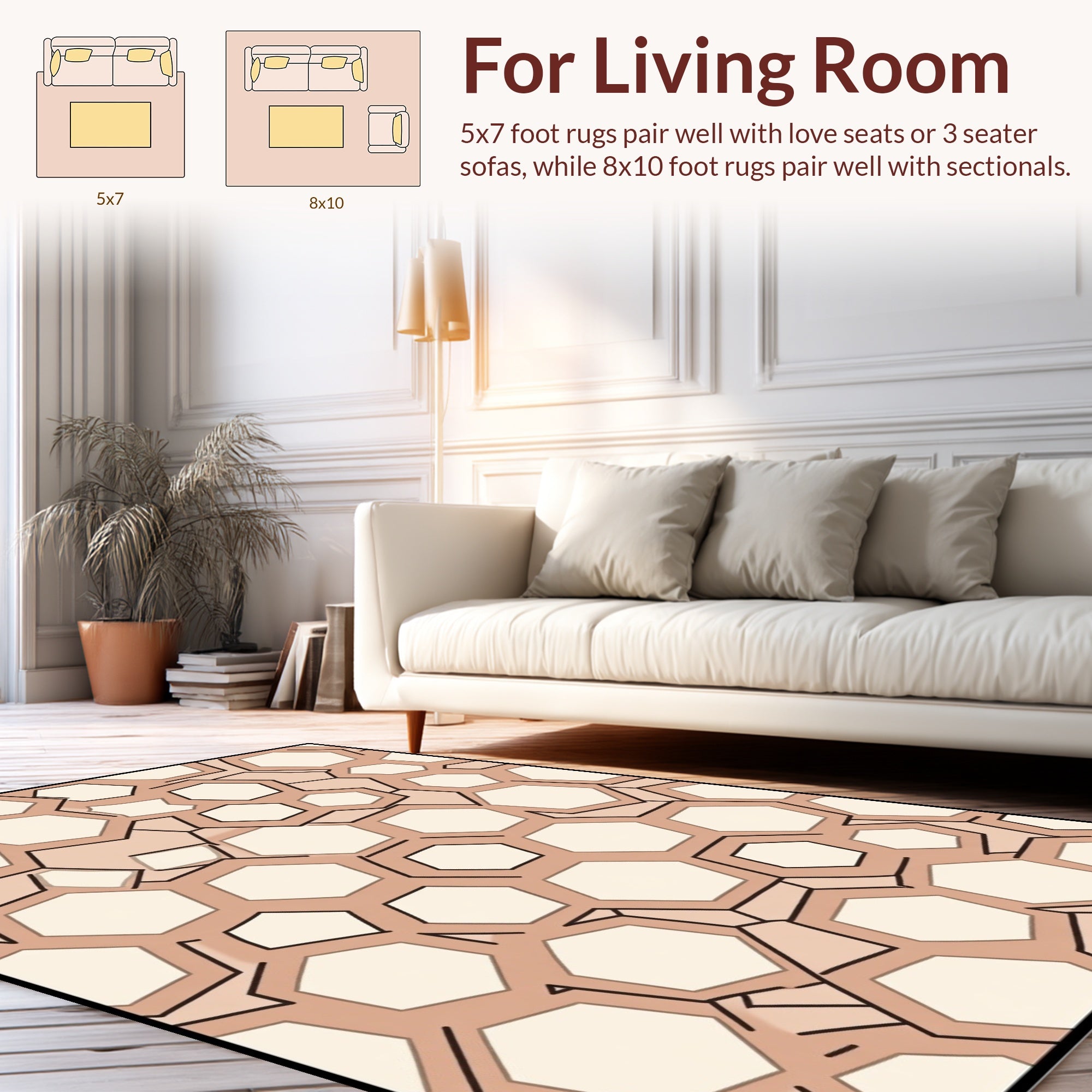 Geometric Honeycomb Pattern Design Rug