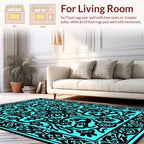 Bold Black Floral Symmetry Pattern Rug