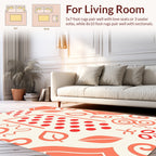 Playful Coral Dot Leaf Swirl Design Rug