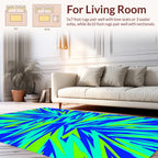 Jagged Abstract Blue Green Pattern Rug