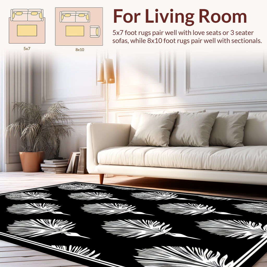 Art Deco White Fan Pattern Rug