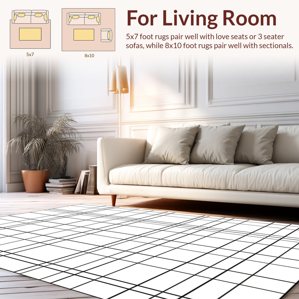 Bold Black Grid Pattern Rug