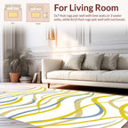 Abstract Wavy Blue Yellow Lines Rug