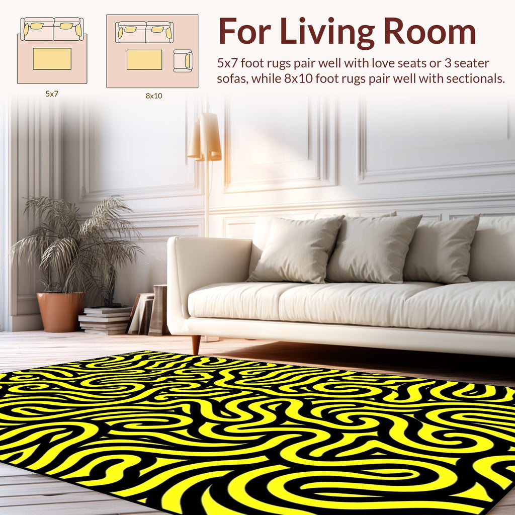 Bold Yellow Intertwined Lines Rug