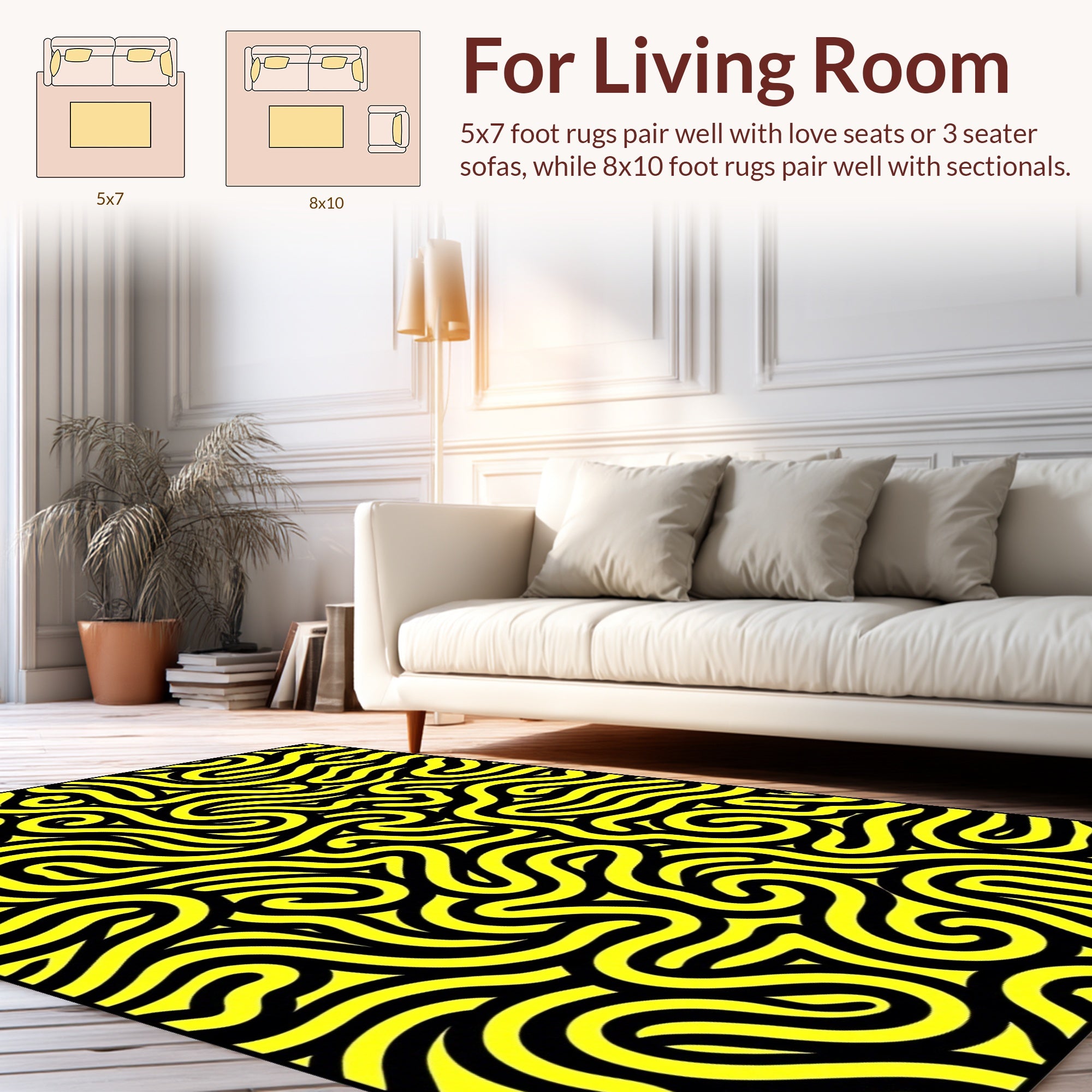 Bold Yellow Intertwined Lines Rug
