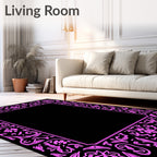 Vibrant Pink Floral Border Rug