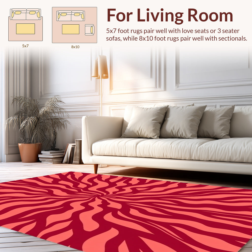 Radiant Red Wave Pattern Rug