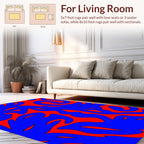 Bold Abstract Blue Red Swirl Pattern Rug