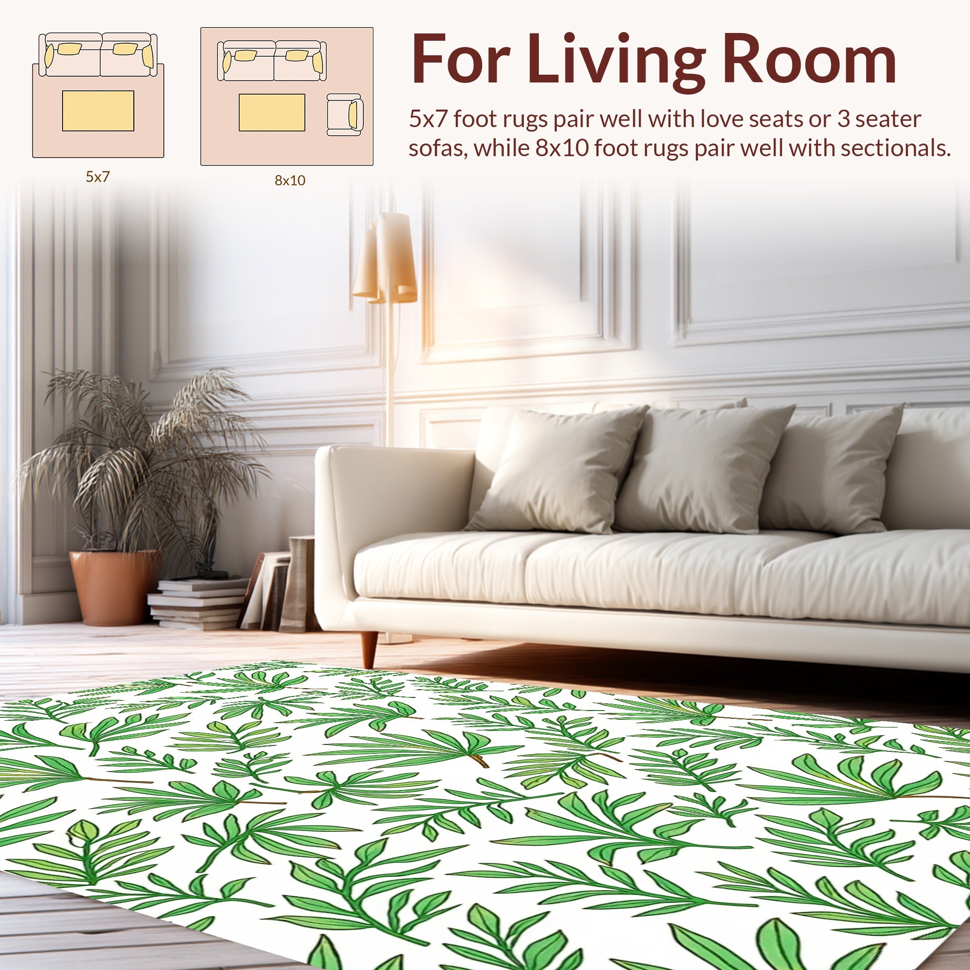 Green Leaf Pattern Design Rug