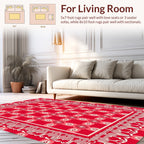 Red Geometric Floral Patterned Rug