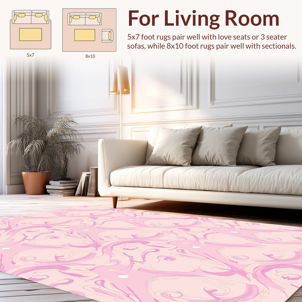 Soft Pink Swirl Abstract Pattern Rug