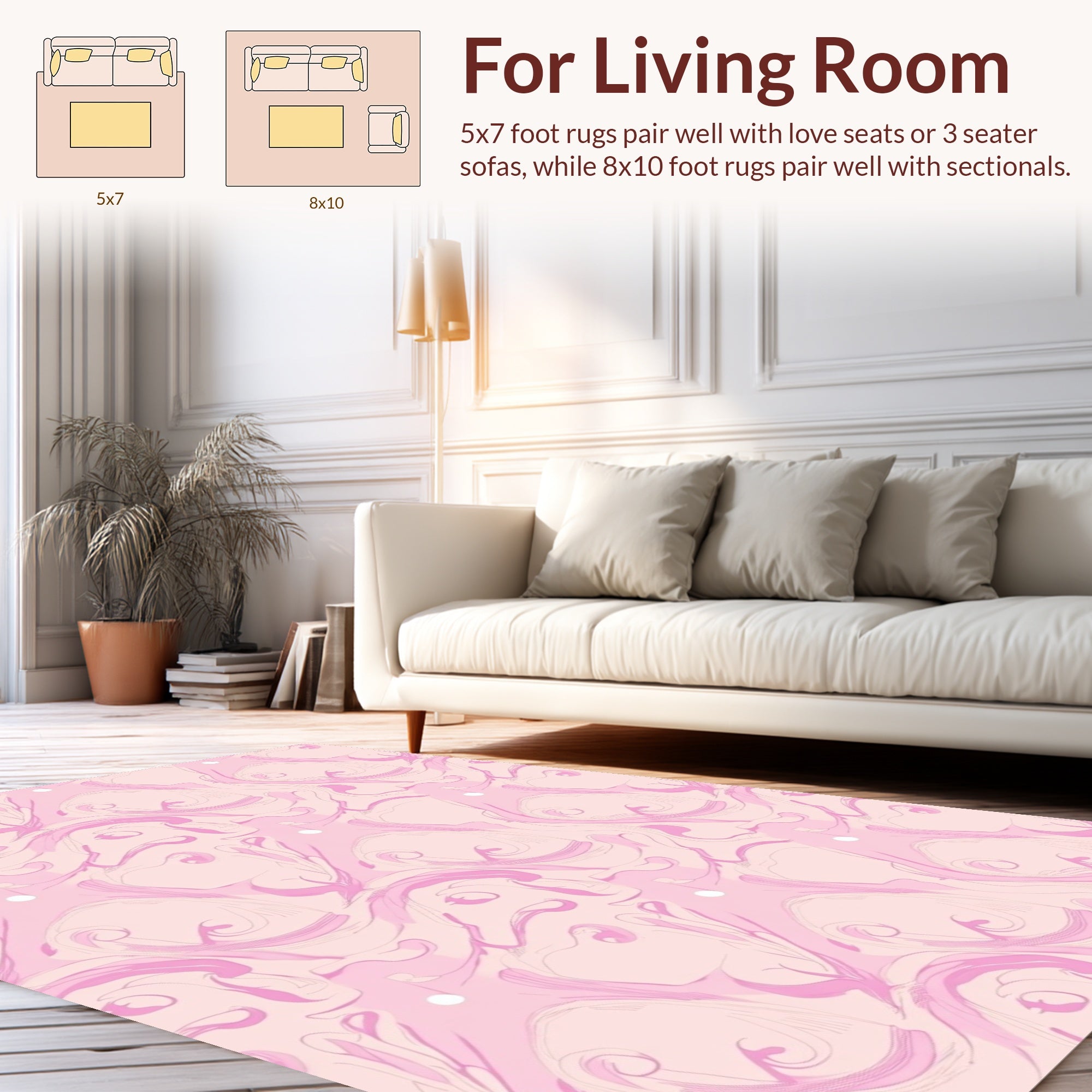 Soft Pink Swirl Abstract Pattern Rug