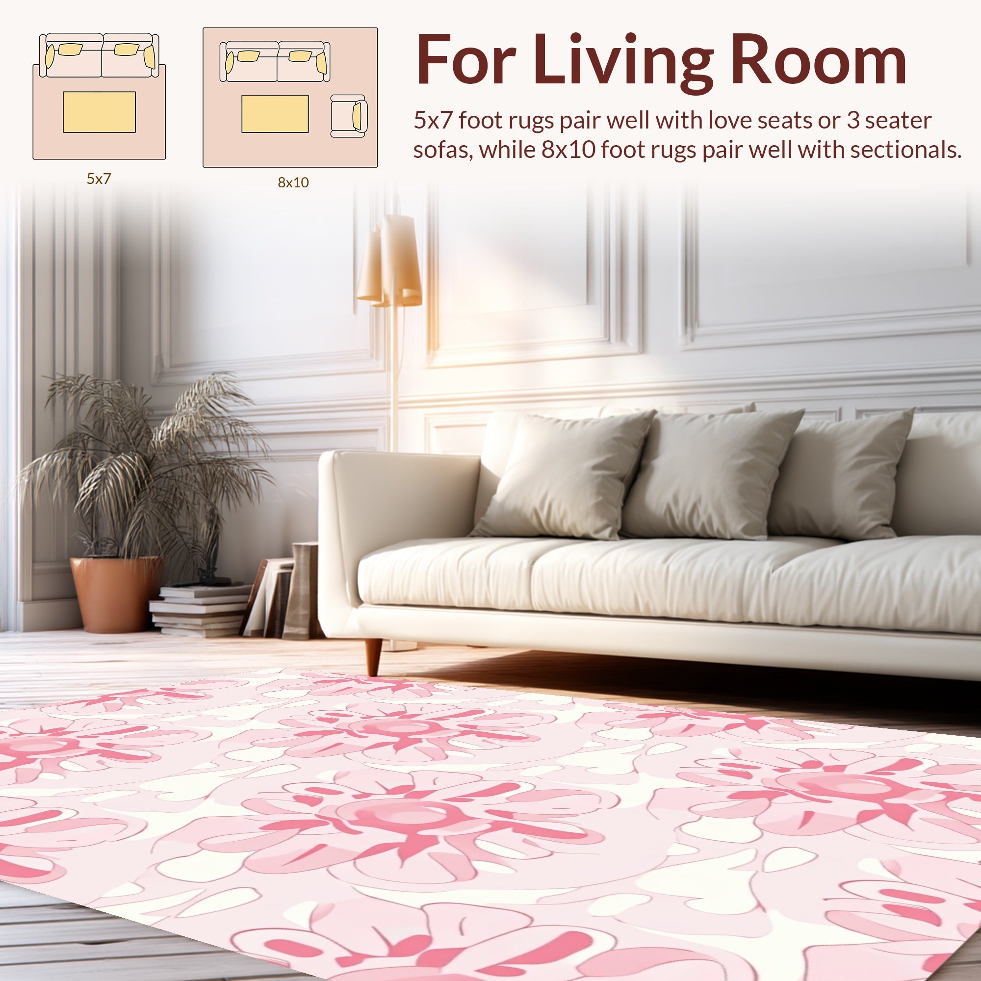 Gentle Pink Floral Abstract Pattern Rug