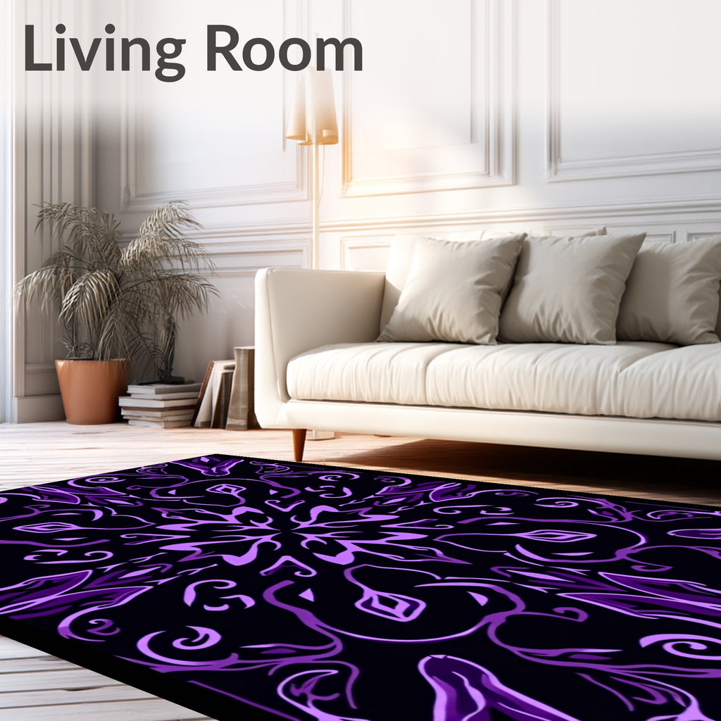 Royal Purple Abstract Floral Mandala Rug
