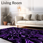 Royal Purple Abstract Floral Mandala Rug