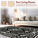 Black Ivory Ornate Floral Scroll Rug