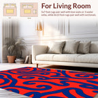 Bold Blue Wavy Red Pattern Rug