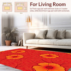 Vibrant Red Abstract Floral Pattern Rug