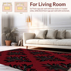 Dark Red and Black Damask Pattern Rug