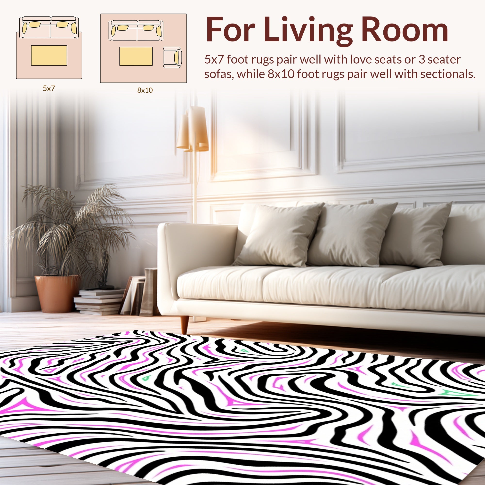 Bold Pink Zebra Stripe Pattern Rug