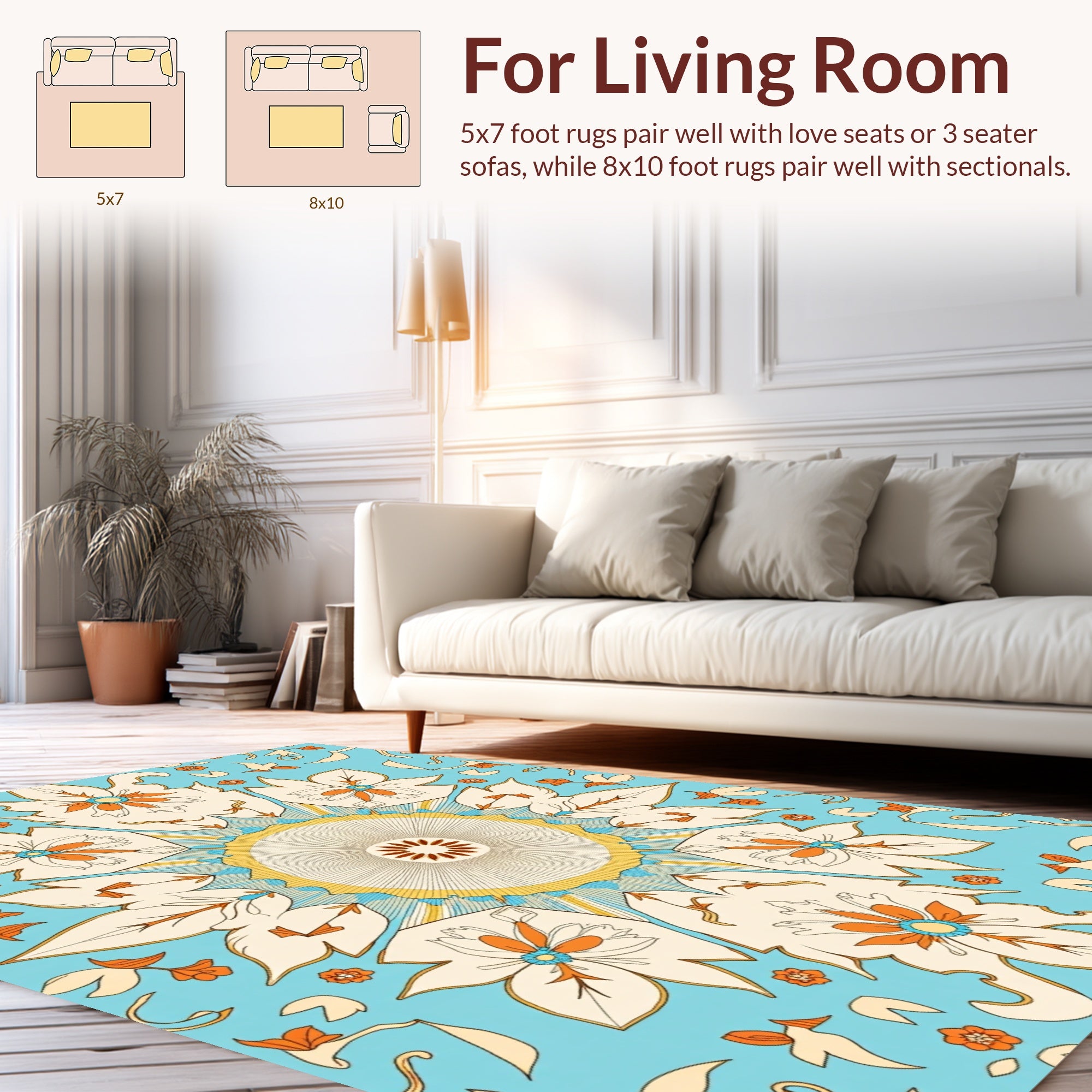 Floral Mandala medallion pattern Rug