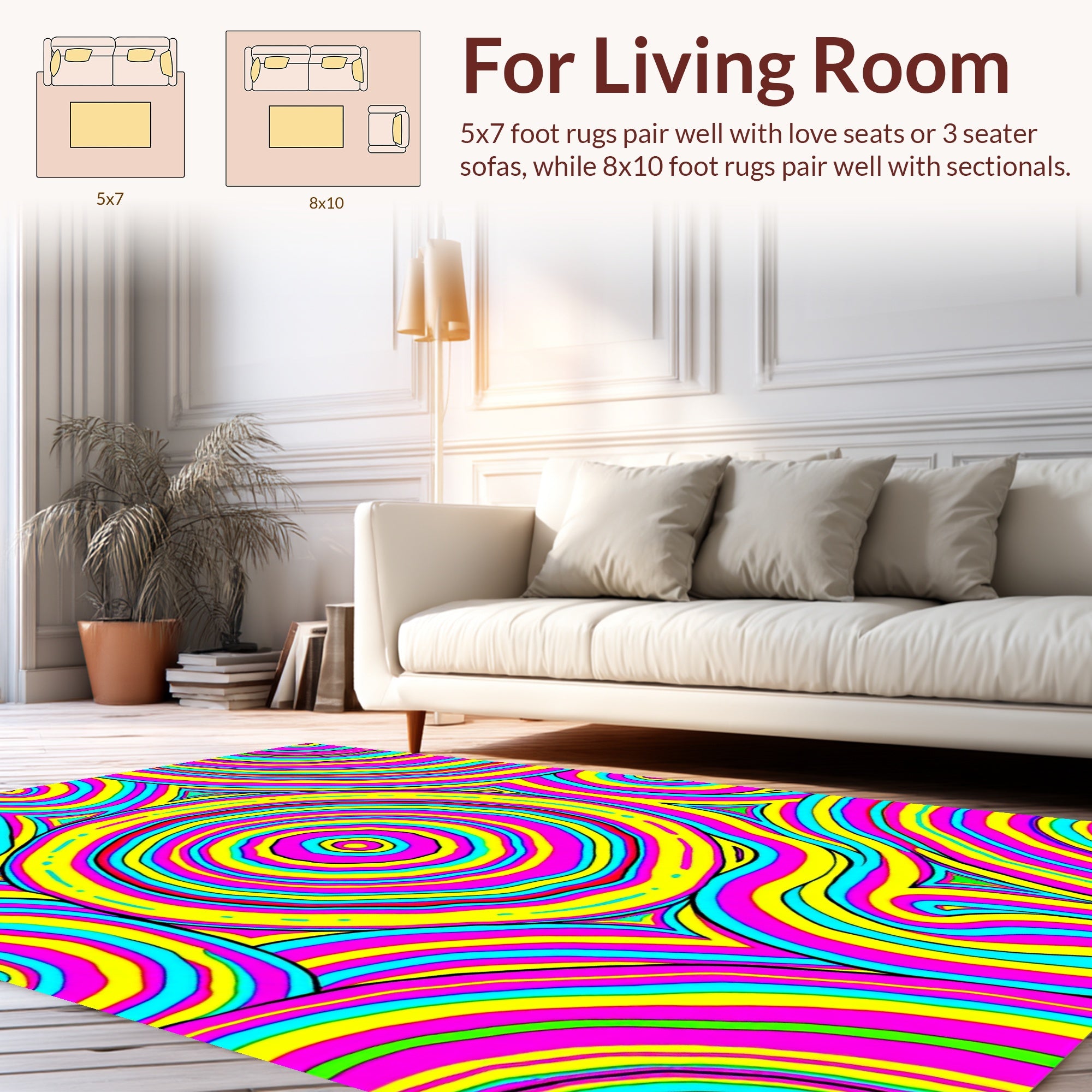 Psychedelic Swirl Rainbow Pattern Rug