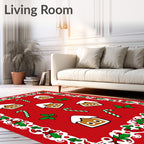 Festive Holiday Gingerbread Candy Cane Border Rug