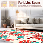 Bold Red Floral Pattern Rug