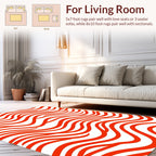 Bold Red Wavy Stripe Pattern Rug