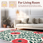 Red Floral Repeating Pattern Arrangement Rug