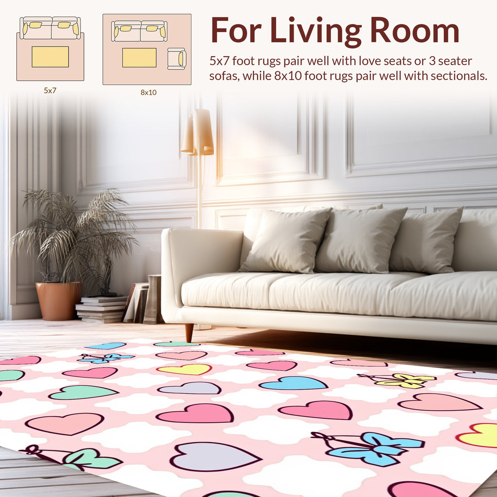 Heart And Bow Pattern Design Rug